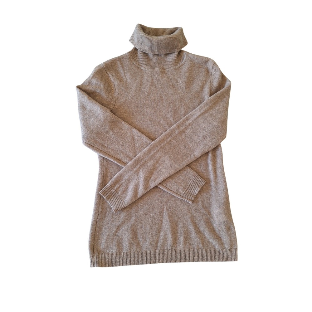 Charter Club Luxury 100% Cashmere Turtleneck Sweater Tan Oatmeal Womens XS